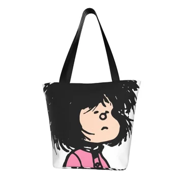 Изготовленные на заказ холщовые сумки для покупок Mafalda Awaking, женские портативные сумки для покупок Quino Argentina, мультяшные сумки для покупок