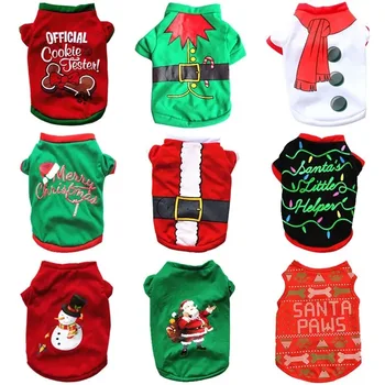 Рождественская одежда для собак, новогодняя одежда для домашних животных, костюм для маленьких и средних собак, теплая рубашка для собак породы чихуахуа, Йоркшир