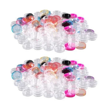 Пластиковые баночки-горшки, 100 штук, пустой косметический контейнер с крышкой для хранения образцов кремов для макияжа, 5 г, 10 цветов