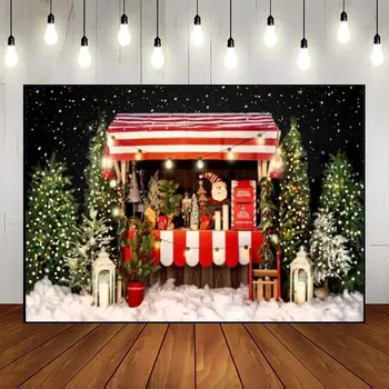С Рождеством, фон для саней, сказки, фото, Санта, детский душ, деревня, индивидуальный фон для дня рождения, пряничный домик Клауса.