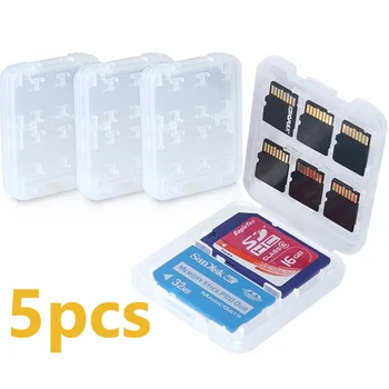 5шт 8 В 1 Прозрачный жесткий диск Micro SD SDHC TF MS Коробка для хранения карт памяти Защитный держатель Жесткий футляр Коробка для хранения карт памяти