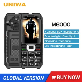 Uniwa M6000 Power Bank 2G Функциональный Телефон 2,3-Дюймовое FM-Радио MP3 Запись Голоса Факел Дешевый Мобильный Телефон Английские Клавиши Кнопка Мобильного Телефона