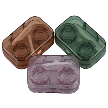 Портативный цветной прозрачный футляр для контактных линз с пинцетом и присоской, набор для путешествий, держатель для контактных линз, коробка для