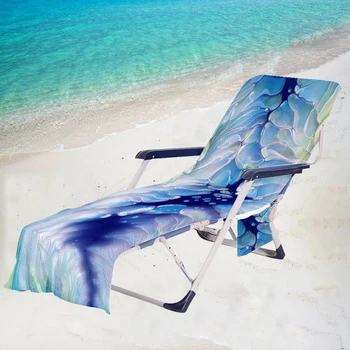 Чехол для пляжного шезлонга с принтом Blue Tie Dye, полотенца, быстросохнущий коврик для шезлонга в саду у бассейна, коврик для шезлонга на открытом воздухе с карманом