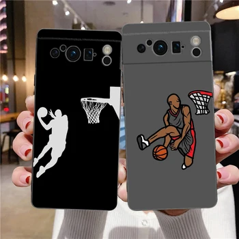 Забавный Мультяшный Баскетбольный Слэм-Данк Чехол Для Телефона Google Pixel 8 A 7 6 Pro Soft TPU Shell Для Pixel 6A Противоударный Черный Чехол