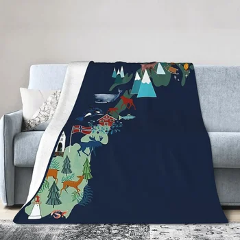 Норвежские сувенирные одеяла, Мягкое теплое Фланелевое покрывало для кровати, гостиной, домашнего дивана для пикника