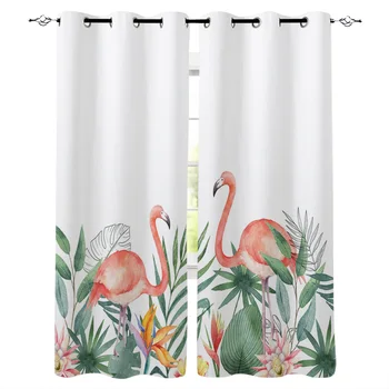 Пасторальное тропическое растение Фламинго, современные шторы для гостиной, спальни для девочек и мальчиков, кухни, длинные шторы на окно Cortinas