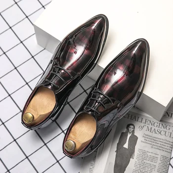 Новейшие итальянские мужские туфли-оксфорды, роскошные свадебные туфли из лакированной кожи, модельные туфли с острым носком, классические дерби, большие размеры 38-46