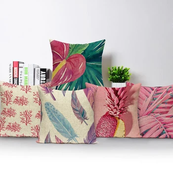 Наволочка с рисунком тропических растений, летние растения, домашний декор, декоративное автокресло, наволочка с цветочным листом для дивана