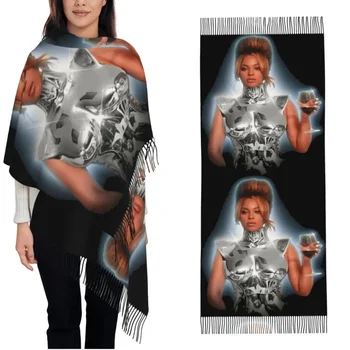 Шарф Beyonce Renaissance 2023, женские теплые зимние шали и накидки, длинные Большие шарфы с кисточками для вечернего платья