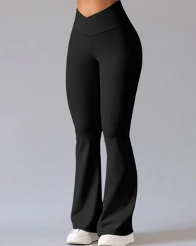 Женские модные брюки для йоги с расклешенной талией, Темпераментные женские повседневные брюки для активного отдыха на работе