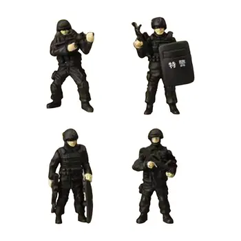 миниатюрная фигурка полицейского размером 4x 1/64 для украшения кукольного домика S Gauge