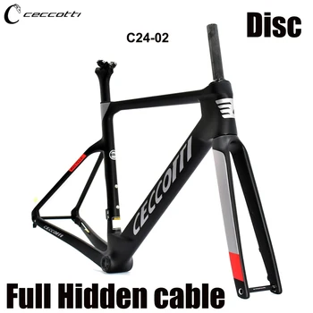 Карбоновая рама дорожного велосипеда Внутренний кабель Полностью Скрытый кабель Комплект велосипедной рамы Дисковый тормоз дорожного велосипеда
