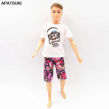 Одежда для куклы-мальчика 1/6 для куклы Кена, футболка со щенком и шорты в цветочек для парня Барби, Кена, Детская игрушка для мальчиков-кукол