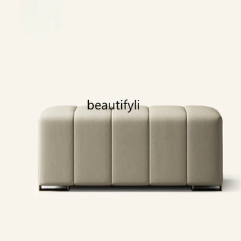 Итальянский легкий роскошный кожаный диван-педаль для гостиной, креативный квадратный диван-табурет для еды.