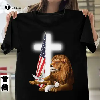 Рубашка Иисуса с 3D принтом Льва и Ягненка Крест Подарки для мужчин И женщин Футболка унисекс