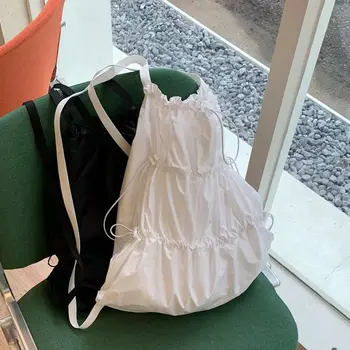 Рюкзаки на шнурке большой емкости, легкая нейлоновая повседневная мягкая сумка через плечо, прочный многофункциональный однотонный рюкзак