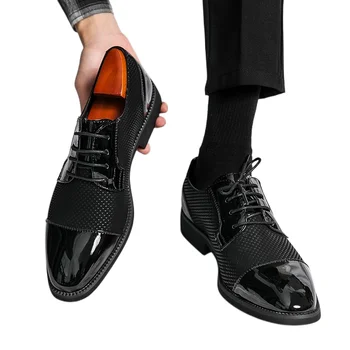 Новые мужские туфли-Дерби, Черные, Белые Вечерние Туфли ручной работы на шнуровке, Весенне-осенние Мужские модельные туфли из искусственной кожи, Размер 38-46