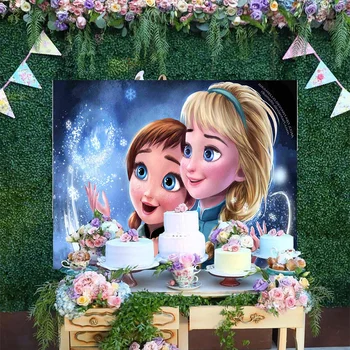 Disney Frozen Elsa Anna Girls Princess, Мультяшный фон для фотографий в виде снежинки, Новорожденный Ребенок, фоны для вечеринки с Днем рождения, баннер