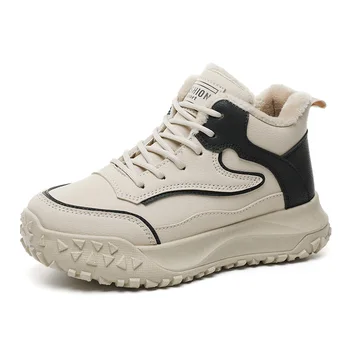 CAIRIJIAO2023 Популярная обувь для зимних видов спорта Женские высокие флисовые теплые кроссовки для бега черного и белого цвета для ходьбы
