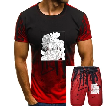 Футболки Paradise Kiss, мужские винтажные футболки из чистого хлопка, футболка с круглым вырезом и рисунком манги, одежда с коротким рукавом и принтом