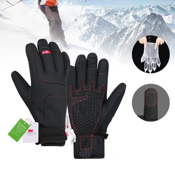 Зимние лыжные перчатки для мужчин и женщин, велосипедные перчатки на открытом воздухе с сенсорным экраном, плюс флисовые Ветрозащитные теплые перчатки 3 м