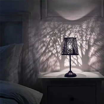 Маленький абажур на лампочке, металлический абажур с рисунком деревьев для настольной люстры, настенный светильник Белый