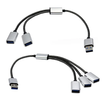 Кабельный адаптер USB Male to 3/2 USB 2.0 Female, разветвитель USB OTG, преобразователь шнура, USB-разветвитель с несколькими концентраторами B0KA