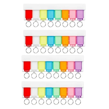 Слот для держателя брелка Пластиковый настенный органайзер для ключей с прозрачным жестким маркером для идентификации брелка, 8 цветов, 4 упаковки