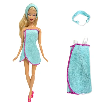 1 комплект синего подвесного халата + повязки на голову, банный костюм, домашняя одежда, аксессуары для ежедневного купания, одежда для куклы Барби