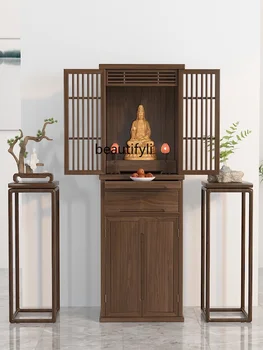 Шкаф для одежды в святилище Будды В новом китайском стиле, Алтарь из массива дерева, Алтарный шкаф-алтарь, Алтарный шкаф-святыня