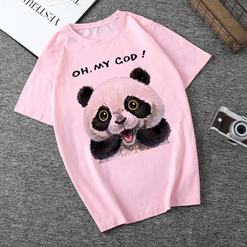 Милая футболка с принтом Oh My God Panda Kawaii 2020, женская футболка 90-х годов в стиле Харадзюку, Модная Женская футболка, Топы в Корейском стиле, Эстетическая
