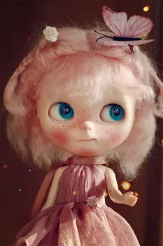 Парик куклы BJD подходит для размера Blythe Парик с бахромой из двойной косички из мохера и льна золотисто-розовый аксессуары для кукол