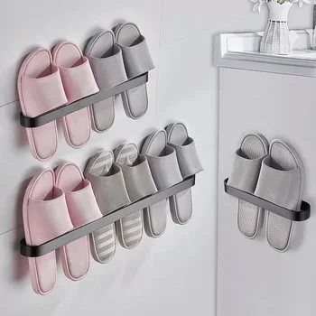 Алюминиевая стойка для тапочек, настенный держатель для обуви в ванной Комнате, спальне, Органайзер, Полка для хранения полотенец на стене, двери туалета