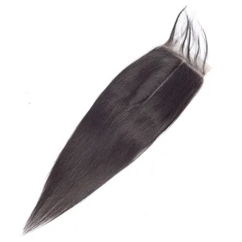Прозрачная кружевная застежка 2X6 с пучками человеческих волос для женщин, прямые бразильские волосы для наращивания на 3/4 и кружевная застежка вшиты