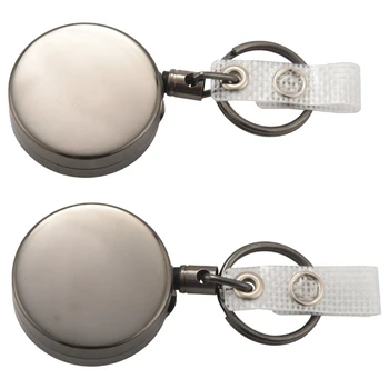 Выдвижная катушка для бейджа из 6 упаковок, металлический держатель для бейджа ID С зажимом для ремня, кольцо для ключей с именной карточкой, брелок для ключей, черный