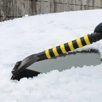 Метла для удаления снега с лобового стекла автомобиля, эффективная автомобильная щетка для уборки снега, скребок для льда со съемной длинной ручкой, губчатый захват для авто с высокой скоростью.
