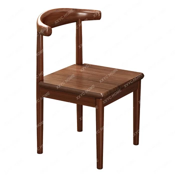 Обеденный стул в скандинавском стиле, имитация цельного дерева, Железный Стол для отдыха, Табурет со спинкой, Обеденный стол из бычьего рога, Стул