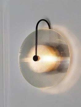 Настенный светильник в скандинавском минимализме, роскошная прикроватная лампа для главной спальни, настенный светильник для гостиной, настенный светильник для лестницы, стеклянный круглый настенный светильник