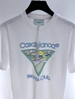 Новое 
 Негабаритная футболка Casablanca Для Мужчин и женщин 1: 1 С Треугольным Теннисным принтом, Футболки