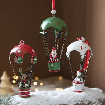 Рождественский шар из кованого железа в скандинавском стиле, подвеска с парашютом, Креативные украшения, украшения для Рождественской елки, Парашют Санта-Клауса