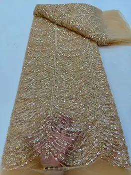 Новая ткань с блестками и бусинами, Африканское кружево J-1302439, высококачественная Нигерийская свадебная ткань, Женская свадебная вечеринка