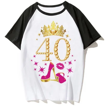 Футболки на день рождения 40 и 40-летия, женские дизайнерские летние футболки с аниме, женская уличная одежда, одежда из комиксов 2000-х годов
