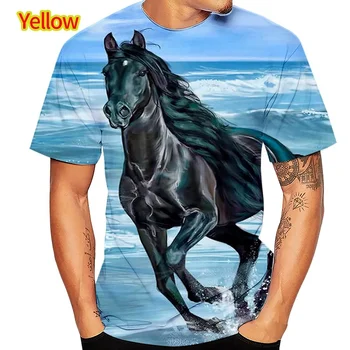 Новая модная футболка с лошадью, забавная мужская повседневная 3D футболка с коротким рукавом для мужчин