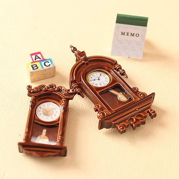 Миниатюрные настенные часы в кукольном домике 1: 12, Европейские винтажные часы, модель мебели, Кукольный домик 
