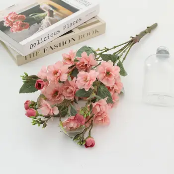 Красивые искусственные цветы Цветы из искусственного шелка, яркие искусственные цветы, реалистичная имитация роз с 5 головками для домашней свадьбы