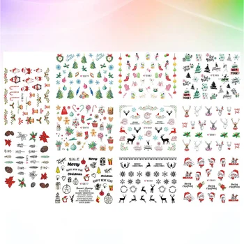 11 Листов Рождественские Наклейки Для Ногтей DIY Украшения Для Ногтей Снежинка Санта Клаус Снеговики Олени Рождественские Наклейки для Ногтей для Детей