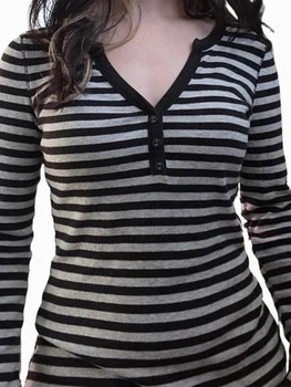 Женские осенние облегающие топы Y2K с длинным рукавом и буквенным принтом, облегающие футболки на пуговицах, осенняя одежда