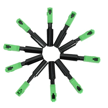 50шт Ftth Встроенный Быстрый Соединитель SC/APC Зеленый Пластиковый Волоконно-Оптический Соединитель