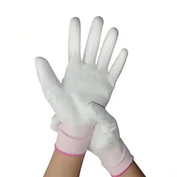12 пар белых прочных нейлоновых перчаток с покрытием для ладоней и пальцев, антистатические перчатки